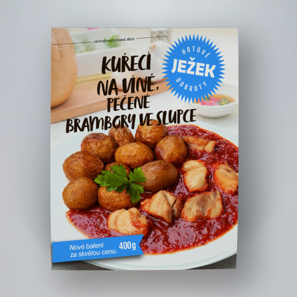 Kuřecí na víně, brambory ve slupce